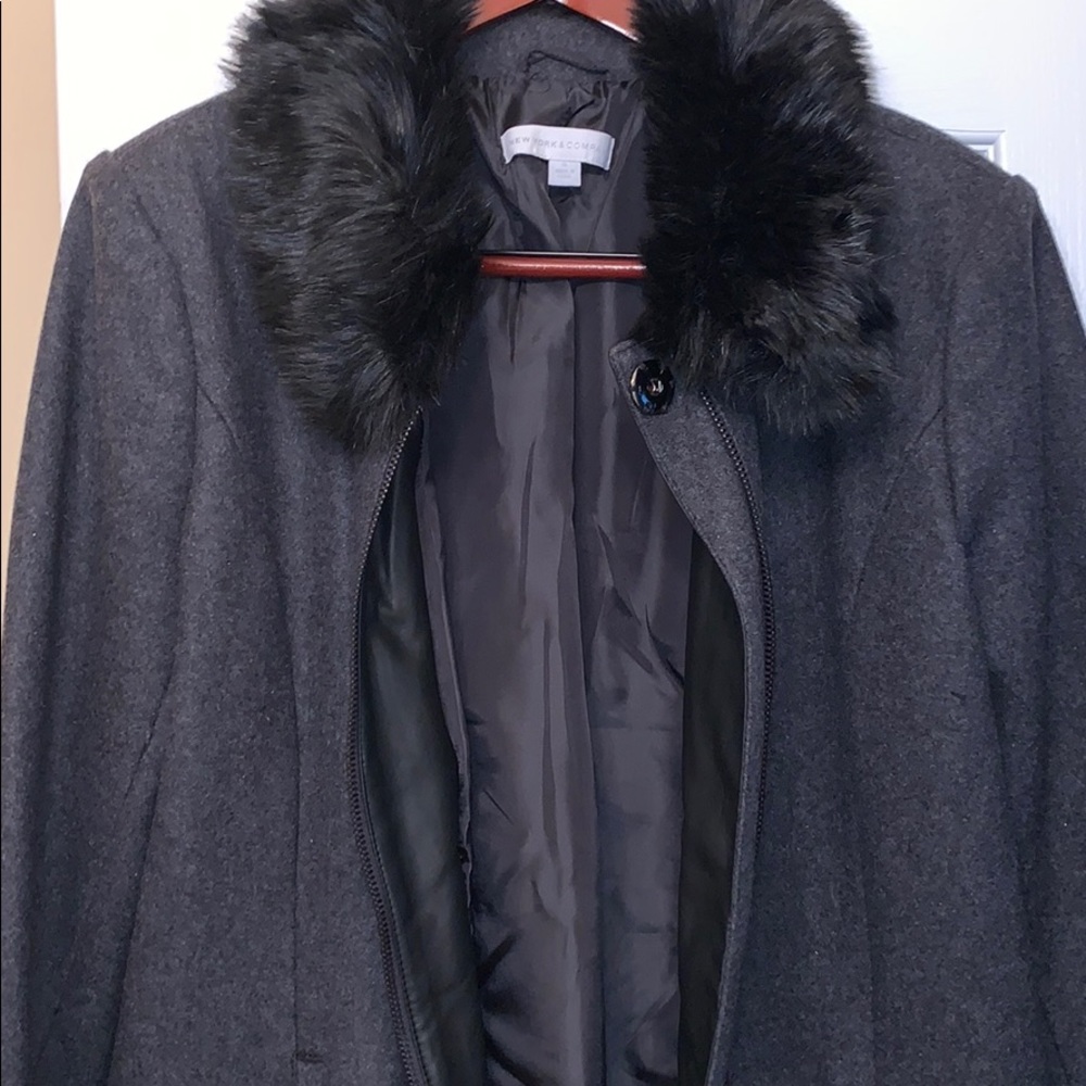 Black wool/ faux fur Winter Coat